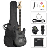 Glarry GST Electric Guitar HH Pickup Tiger Stripe w/20W Amplifier - Black